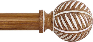 Wood Boho Curtain Rods for Windows:Wooden Farmhouse Decorative Curtain Rod for Bedroom Living Room,Heavy Duty