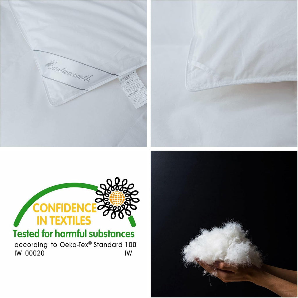 Goose Feather Down Comforter,All Seasons 100% Cotton Feather Down Duvet Insert Medium Warm Quilted Bed
