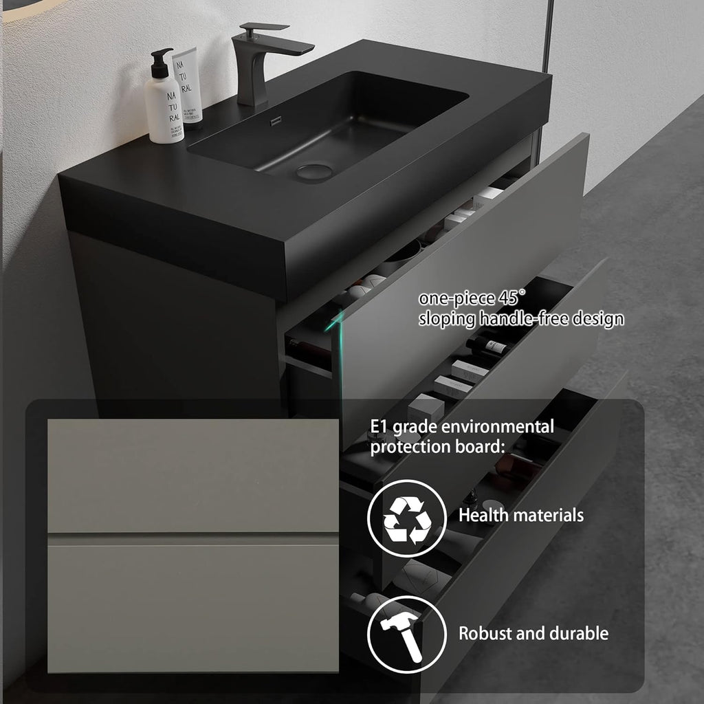 36 Inch Bathroom Vanity with Sink with Overflow, Large Storage Small Vanity for Modern Bathroom