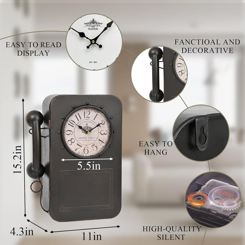 Antique Wall Clock Vintage Clock with Hidden Storage Compartment