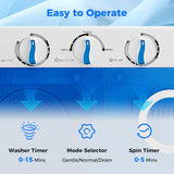 Portable Washing Machine, 17.6lbs Compact Washer Spinner Combo with Pump Drain, Twin Tub 11lbs Wash & 6.6lbs Spin