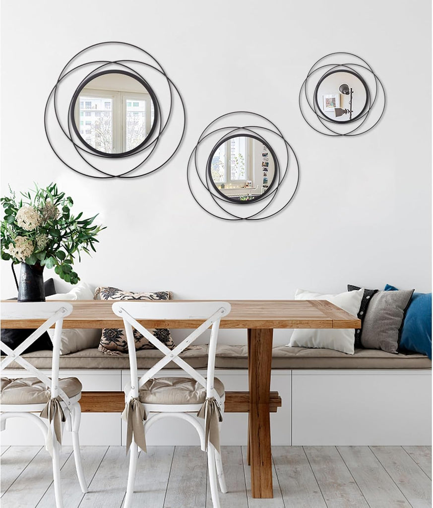 Black Circle Mirror Wall Decorative Metal Wall Mirror, Art Small Round Wall Home Mirror, Decor Living Room Bedroom