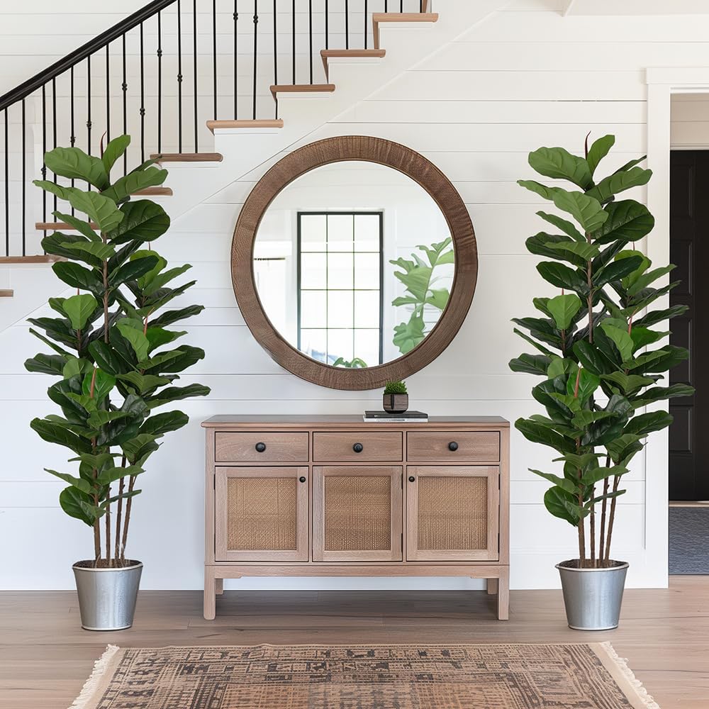 2 Pack Fiddle Leaf Fig Tree - Artificial Ficus Tree with Tall Artificial Plants Large 69 Fiddle Leaves -Fake Trees