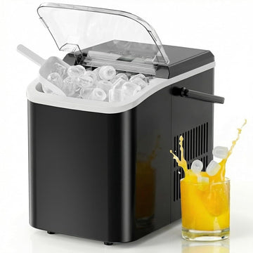 Ice Makers Countertop with Handle, Portable Ice Machine, 9 Bullet Cubes in 6 Mins, 26lbs in 24Hrs, Auto-Cleaning