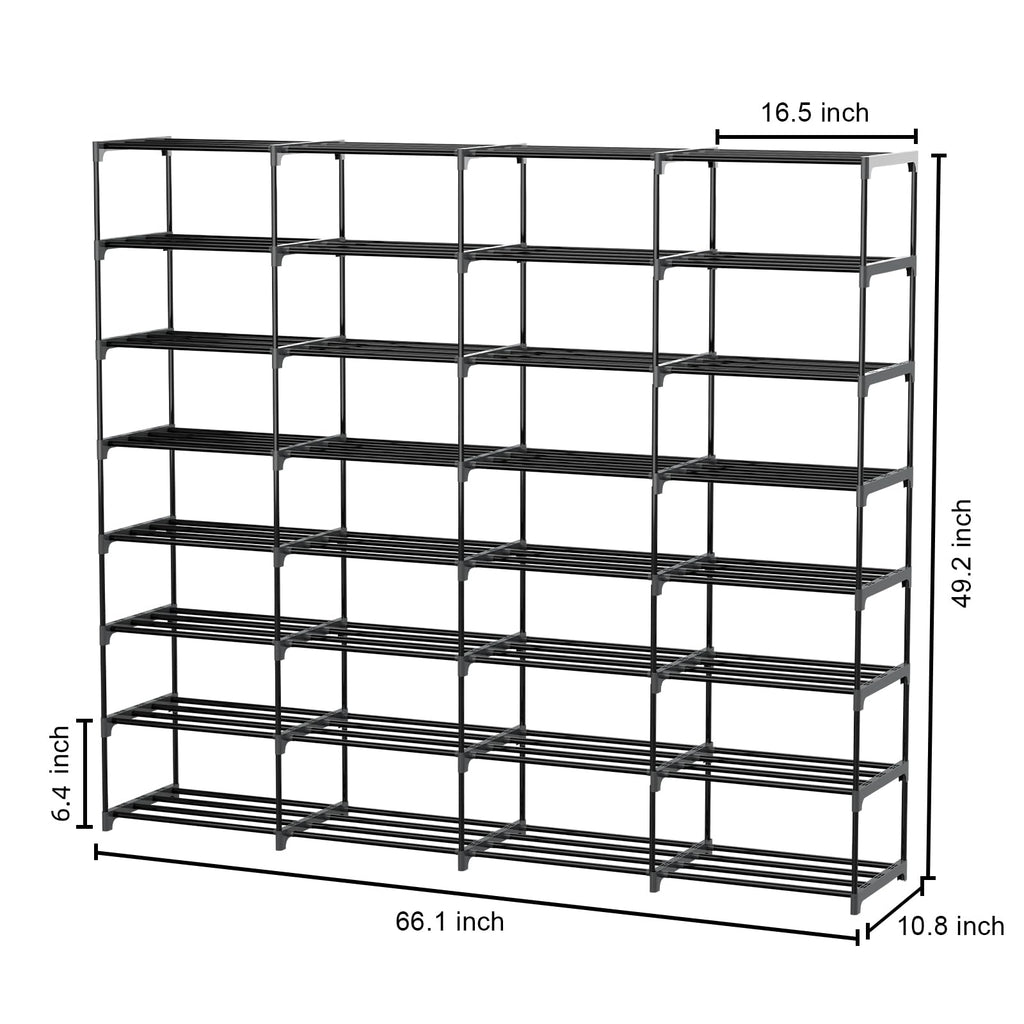 Large Shoe Rack 4 Row 8 Tier Holds 64 Pairs