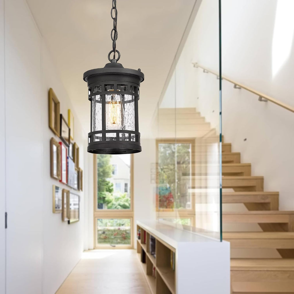 Outdoor Pendant Lantern - Anti-Rust Farmhouse Hanging Light Fixture