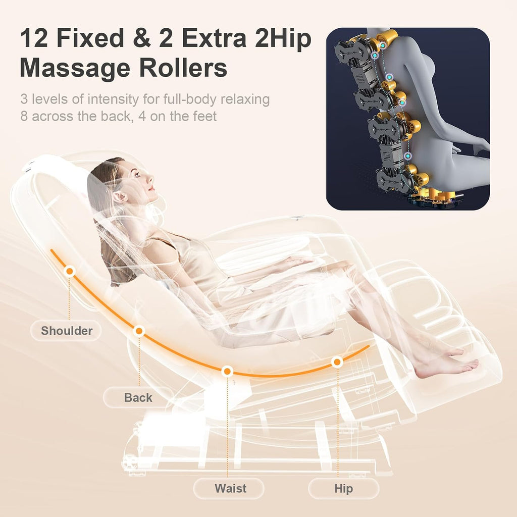 Massage Chair Full Body Zero Gravity Recliner, 2026 Classic Gray | 14 Shiatsu Rollers, 10 Airbags, 5 Auto Modes