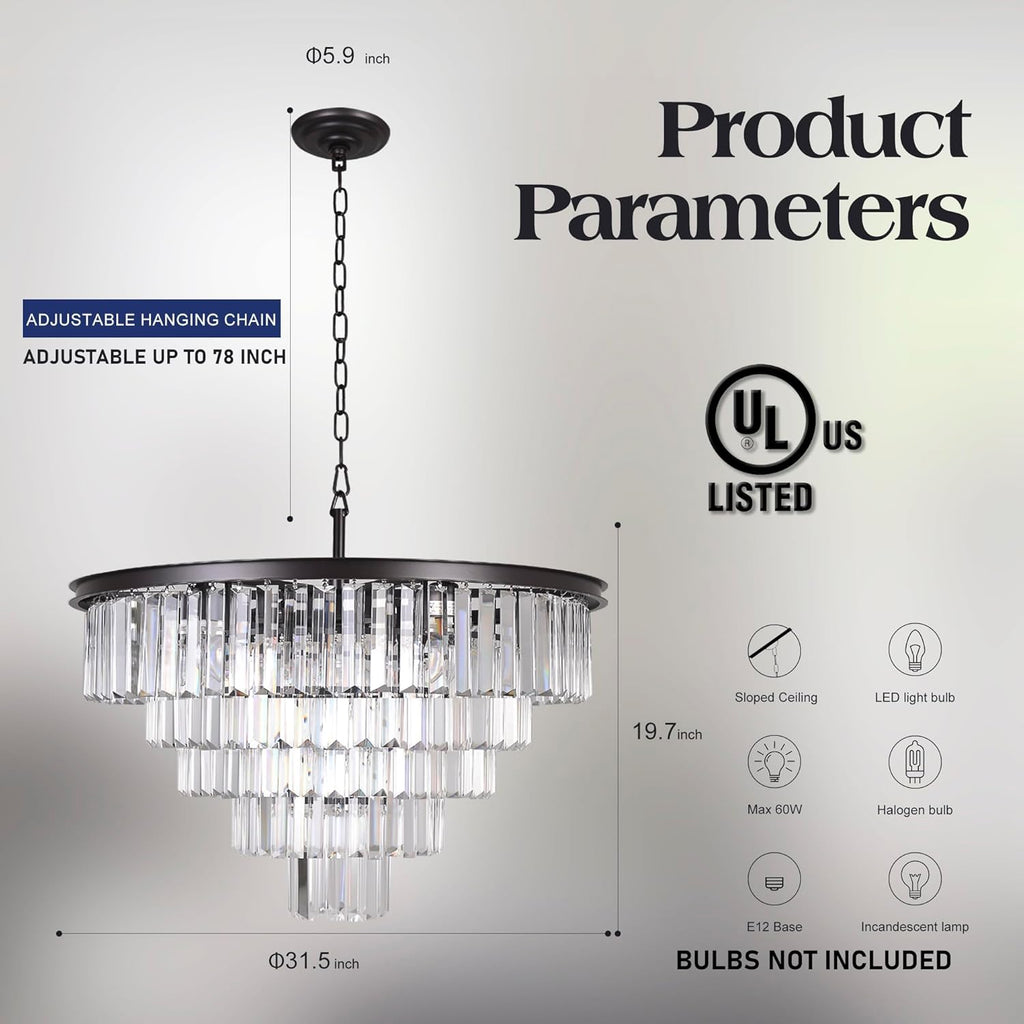 Inspired Odeon Style 16-Light Crystal 5-Tier Modern Chandelier