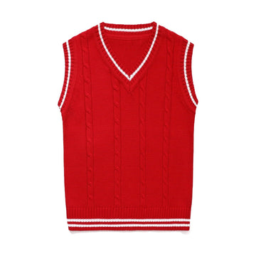 Knitted Vests for Kids Boys Girls V Neck Sweater Vest Sleeveless Ribbed Pullover Knitwear School Uniform Clothes