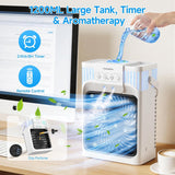 Portable Air Conditioners with Remote, 4-IN-1 Personal Evaporative Air Cooler with 3 Speeds & 3 Mist, 7