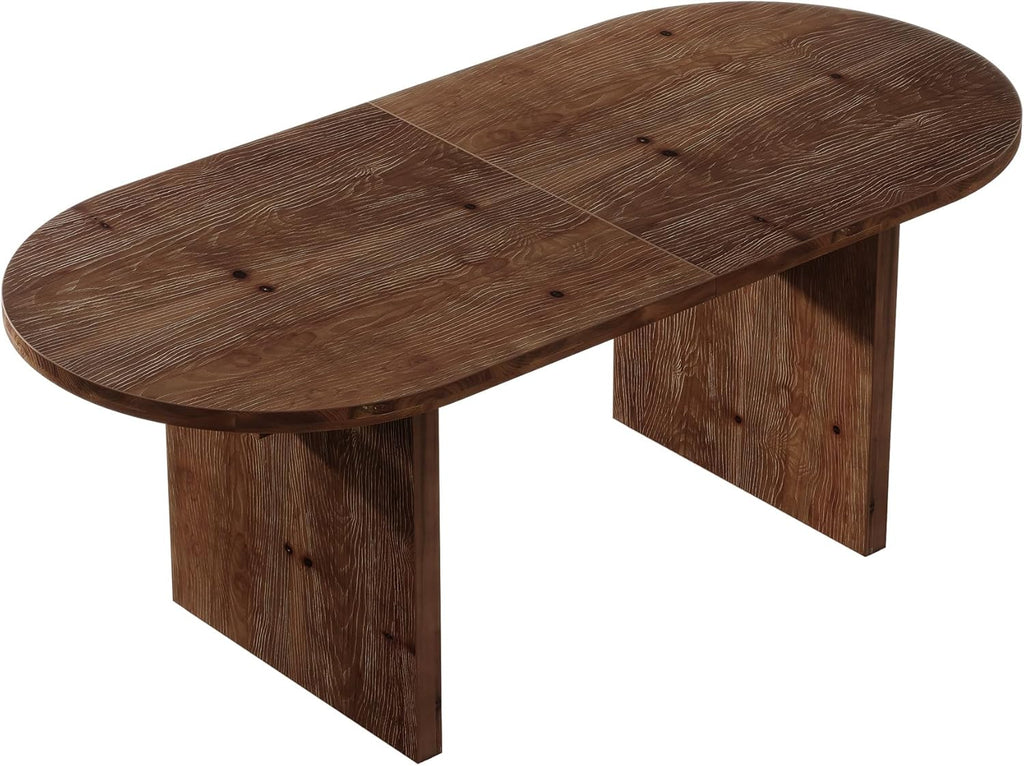63-Inch Oval Dining Table, Farmhouse Solid Wood Kitchen Table for 4-6, Large Dinner Furniture with Double Pedestal