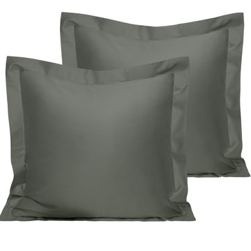 Euro Egyptian Cotton Sateen Pillow Shams, Set of 2, Dark Grey