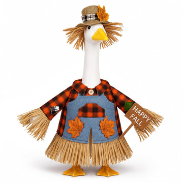 Fall Goose Outfit Scarecrow Porch Goose Clothes for Outdoor Lawn Decor