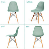 Set of 2 Modern Dining Chairs, Outdoor Indoor Shell PP Lounge Side Chairs with Mesh Design, Beech Wood Legs