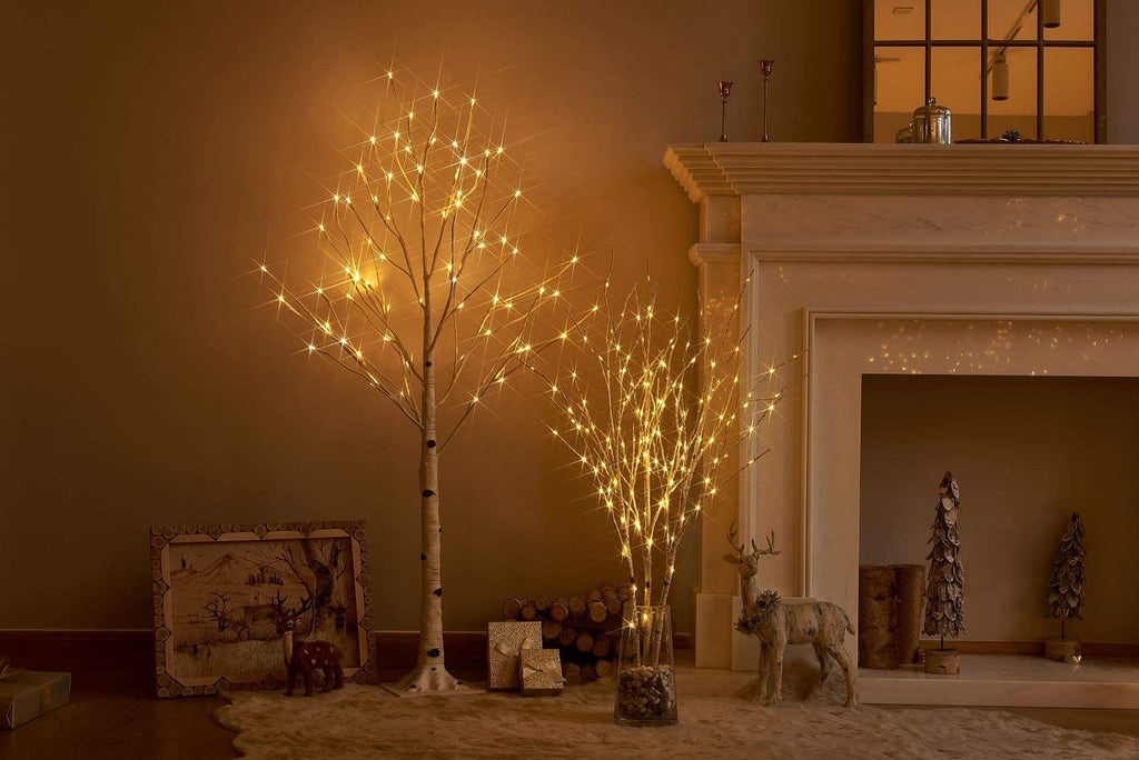 Lighted Birch Branches Plug in with Timer 30IN 150 LED Fairy Lights, White Willow Branch Lights for Christmas