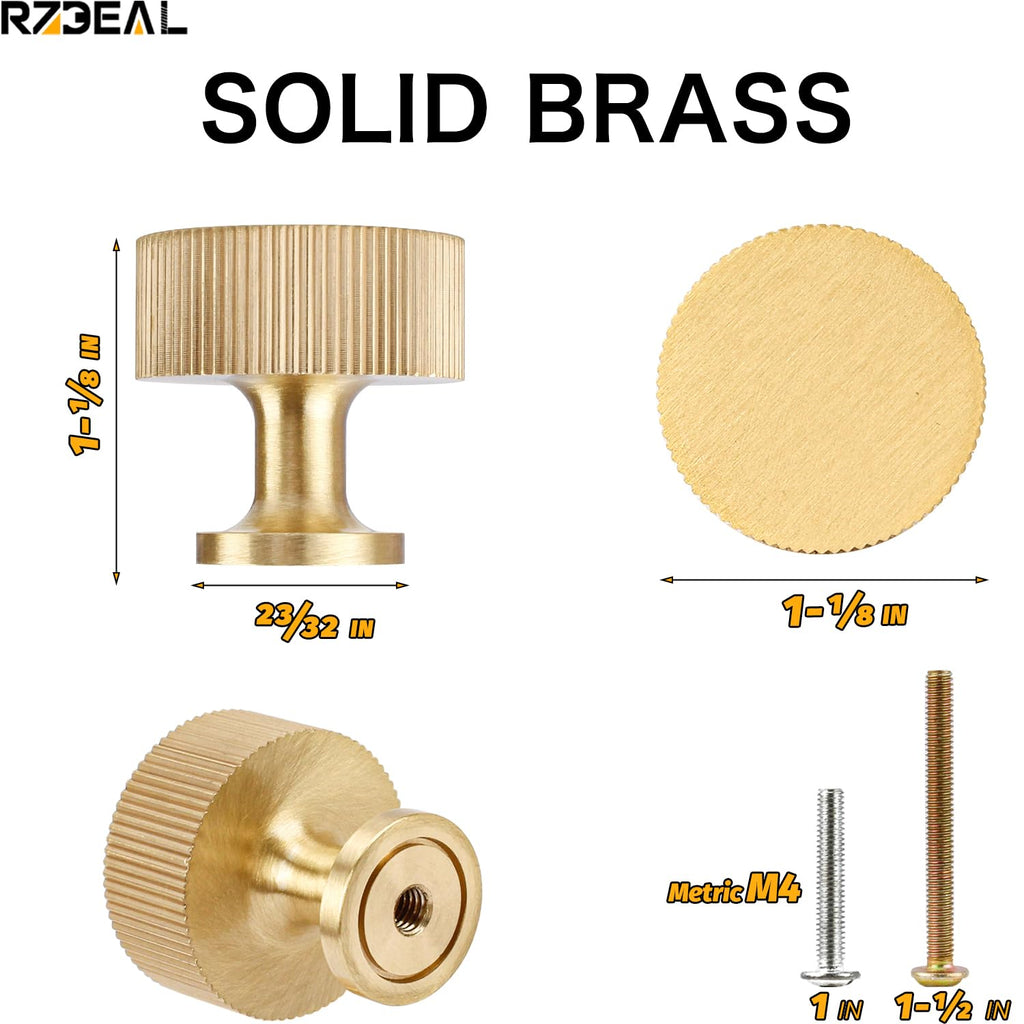 4pcs Solid Brass Cabinet Knobs Pulls Cabinet Drawer Dresser Gold Knobs Modern Handles