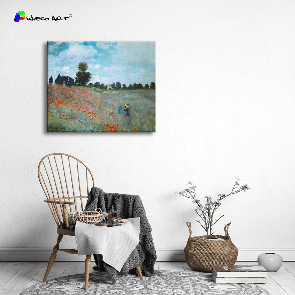 The Poppy Field Near Argenteuil Canvas Prints Wall Art of Claude Monet Famous Oil Paintings Reproduction Classic