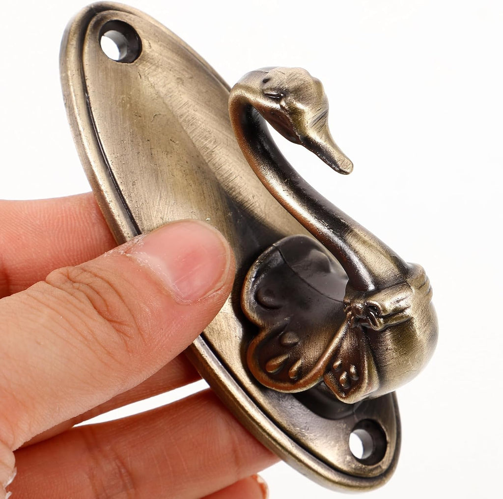 Pair of Swan Style Drapery Curtain Holdbacks Tieback Hooks Tiebacks, U-Shaped Metal Curtain Hooks for Wall, Vintage