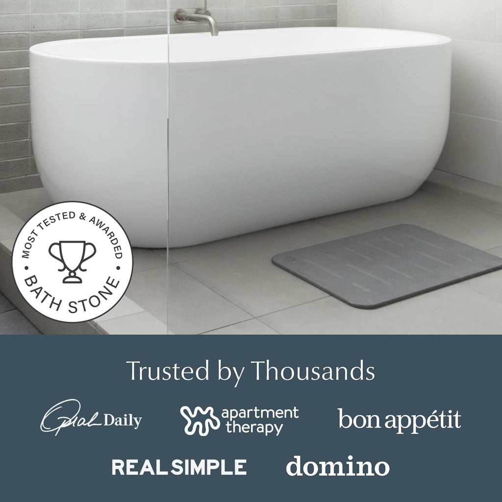Home Stone Bath Mat - Premium Diatomaceous Earth Bath Floor Mats with Non-Slip Base, Fast-Drying Modern Shower Mat |