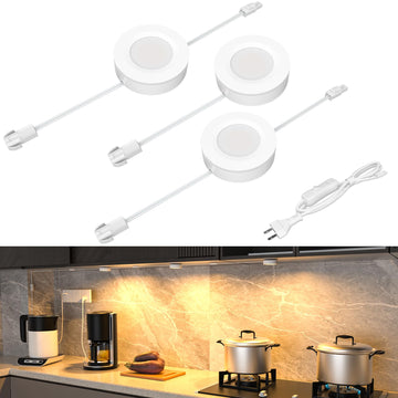 Linkable LED Puck Light,Hardwired Under Cabinet Lighting with Switch