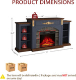 72 Inch Vintage-Style Fireplace TV Stand for TVs up to 80 Inches, Mantel with Gold Carved Accents, 23 Inch Electric Fireplace Insert with Remote Control