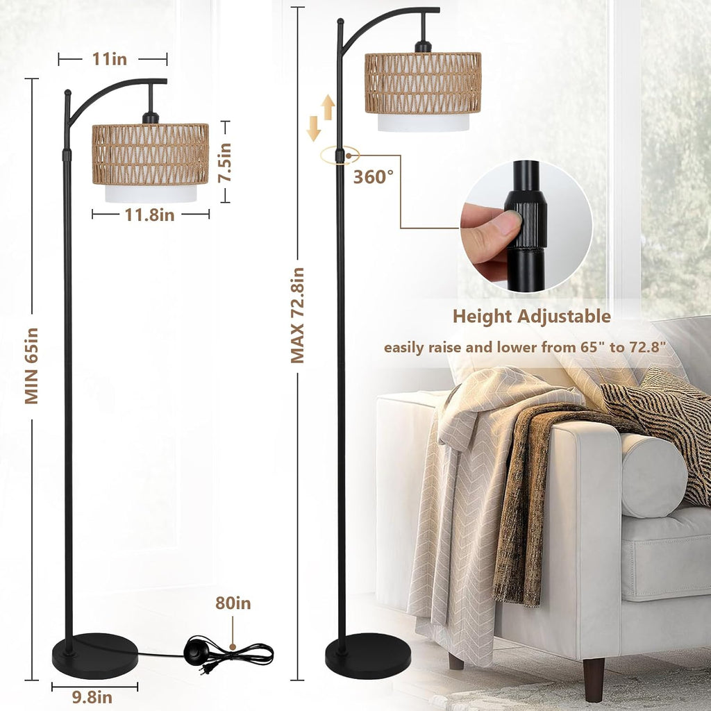 Arc Floor Lamp with 3 Color Temperatures, Farmhouse Floor Lamps with Remote & Dimmable Bulb