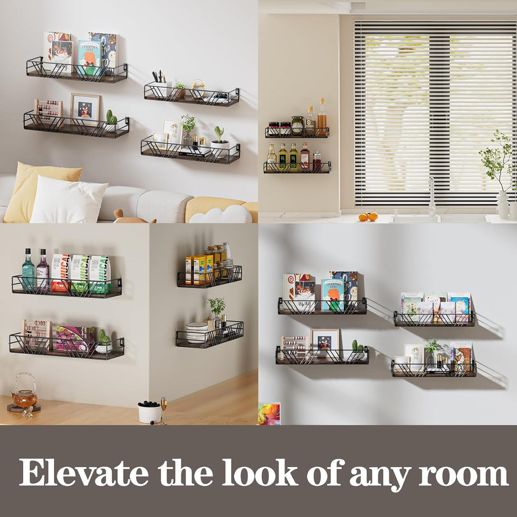 Floating Shelves for Wall Set of 4, Wall Shelf Wood Floating Shelf | Different Sizes Mounted Wall Shelves , Farmhouse