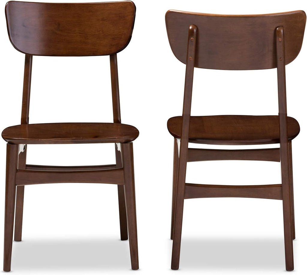 Set of 2 Netherlands Mid-Century Modern Scandinavian Style Dark Walnut Bentwood Dining Side Chairs