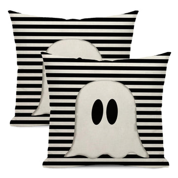 Halloween Pillow Covers 20x20 Set of 2 Cute Black Stripe Ghost Throw Pillow Covers Halloween Pillows Decorative