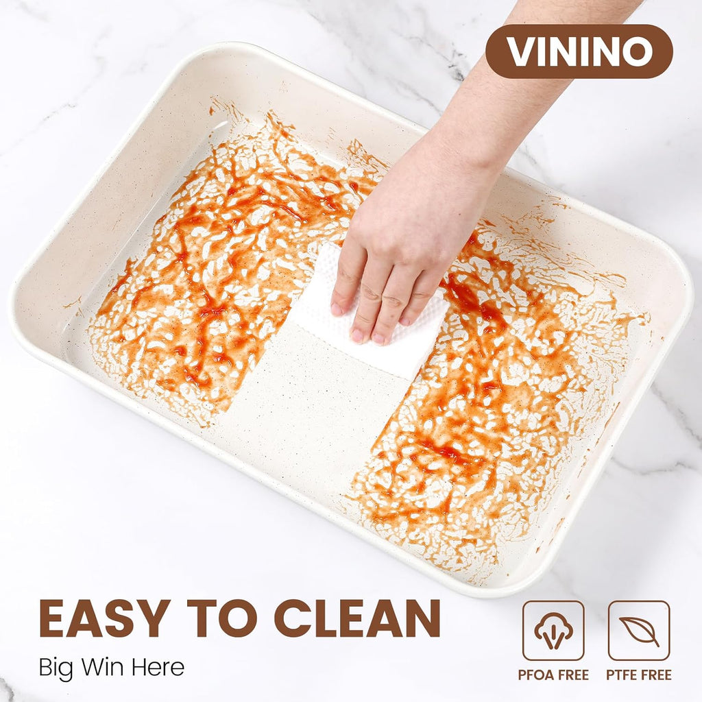 8-Piece Pans Set Nonstick, Bakeware Set includes Silicone Muffin, Loaf, Cake Pans with Metal Reinforced Frame, and
