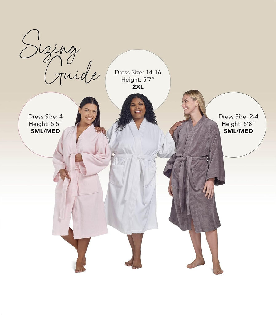 Womens Terry Cloth Bathrobe by Boca Terry, 100% Cotton White Hotel Spa Robe | Soft, absorbent towel robe