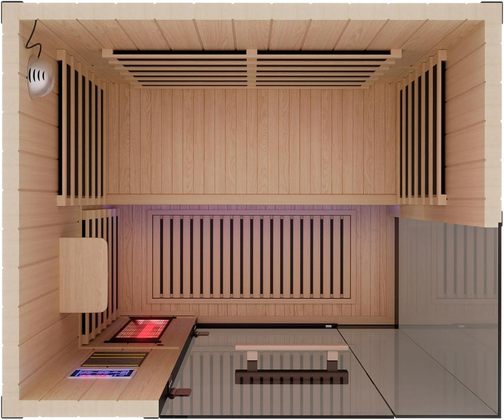 2-Person Full Spectrum Infrared Sauna, 1990W 120V with 12"*12" Red Light Therapy, 2 Speakers