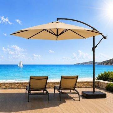 10FT Patio Umbrella with Base, Outdoor Umbrella Pool Umbrella Cantilever Umbrells