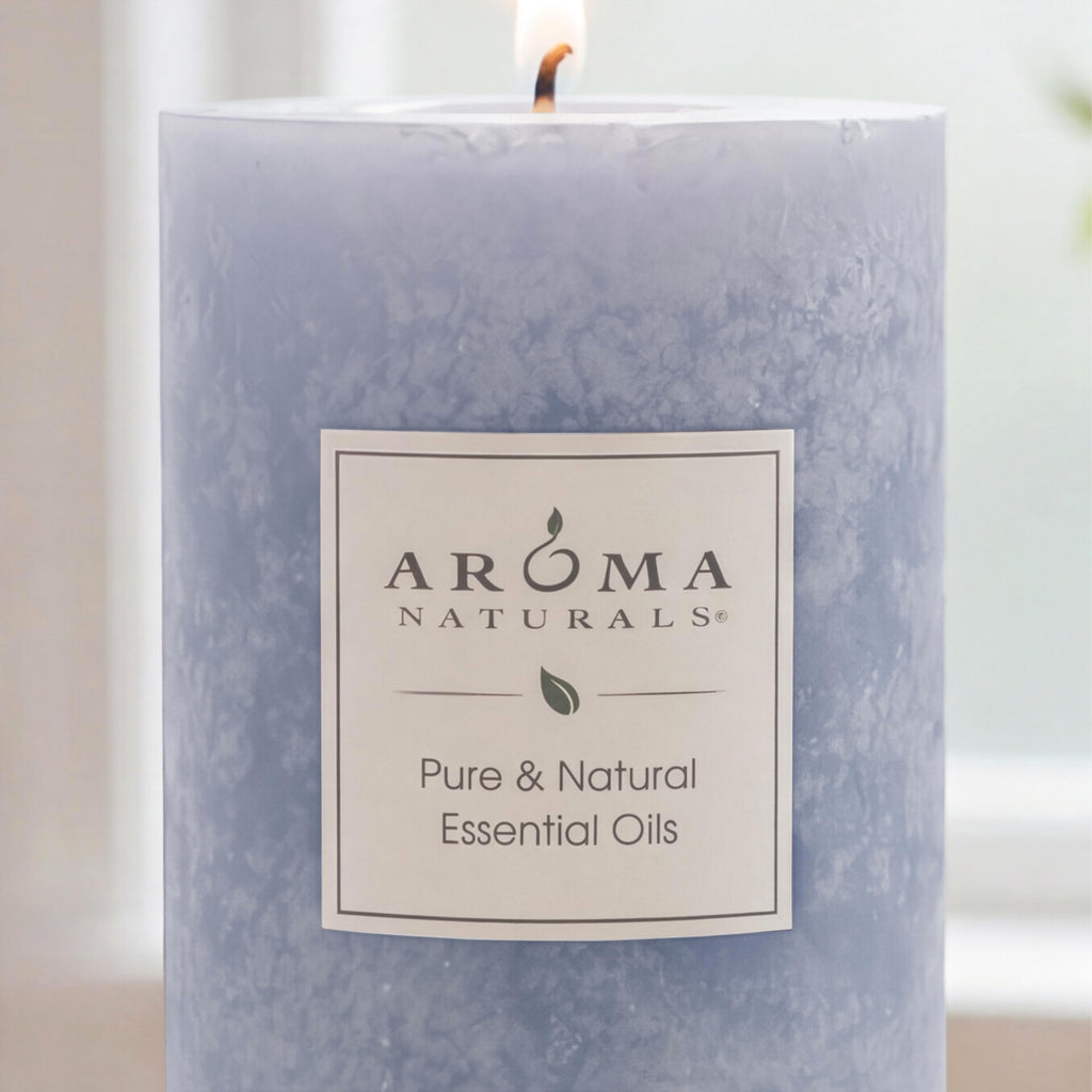 Essential Oil Scented Pillar Candle, Tranquility, 2.75 Inch X 5 Inch, Lavender, 1 Pound