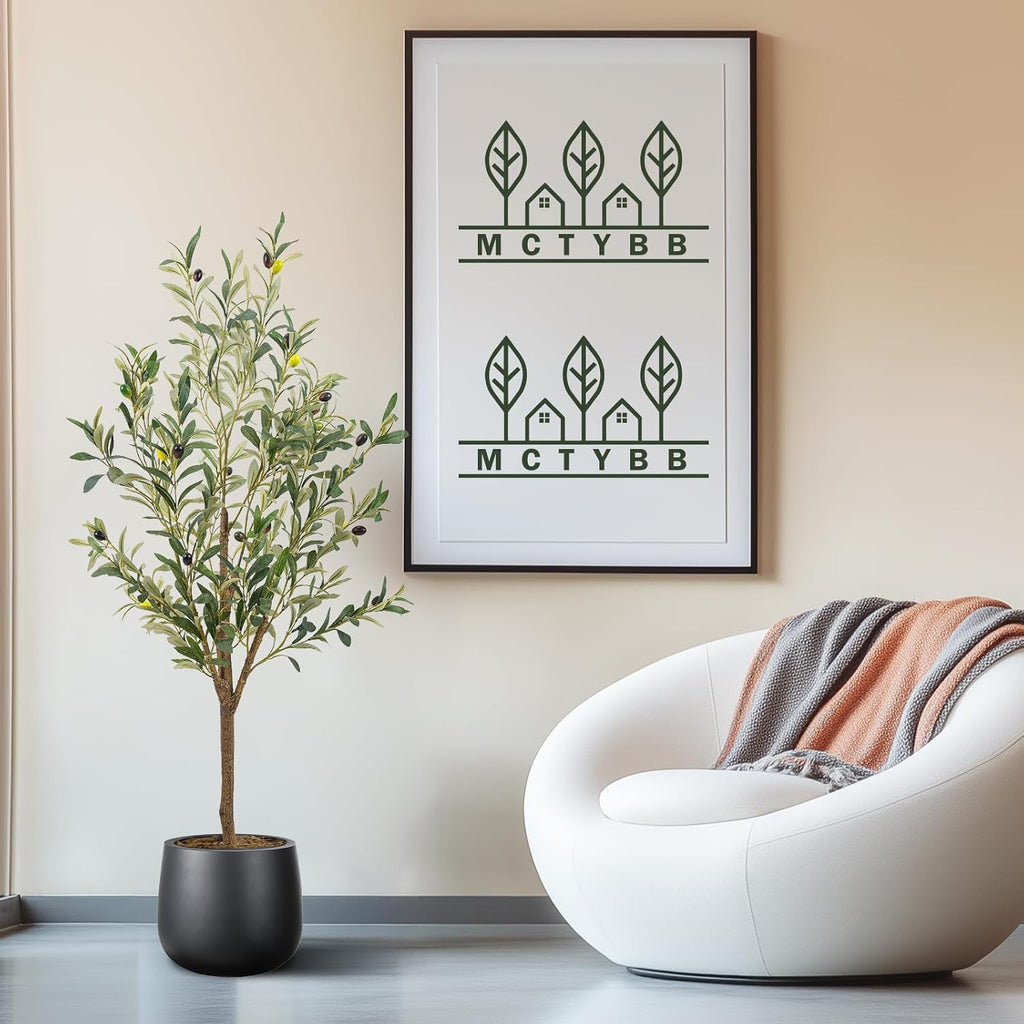 Artificial Fake Olive Tree 4FT Tall 1Pack Faux Silk Olive Tree Living Room Office Decor Faux Artificial Plants Indoor