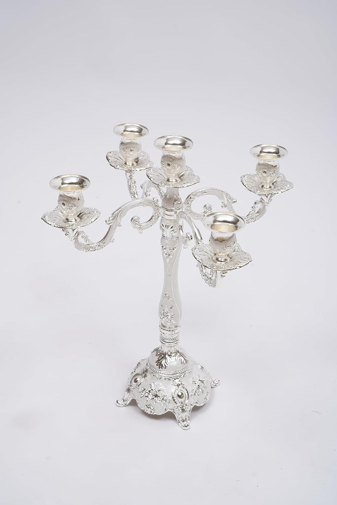 5 Arm Metal Palace Candelabra,14.5 Inch Vintage Candle Holder for Tables,Tall Candelabra Candle Standarty Events(not