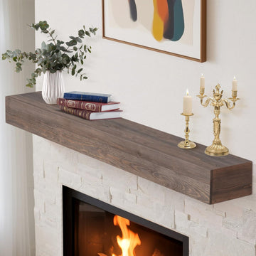 Fireplace Mantle Shelf - 60×8×5Inch Handcrafted Wall Floating Mantel Shelf for Over Fireplace - Rustic Traditional
