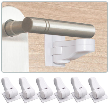 Child Proof Door Lever Locks (6 Pack) Baby Proofing Door Handle Locks with Adhesives, No Drilling Child Safety Door