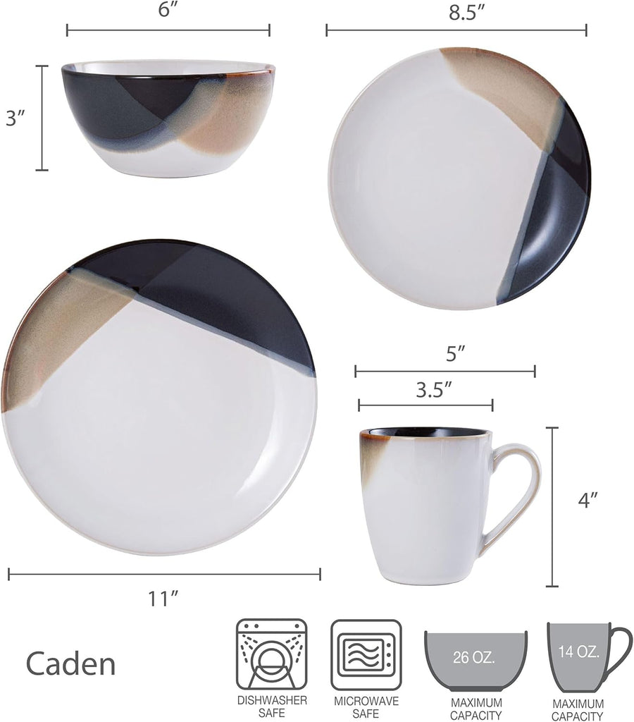 Gourmet Basics Caden 16-Piece Stoneware Dinnerware Set, Service for 4