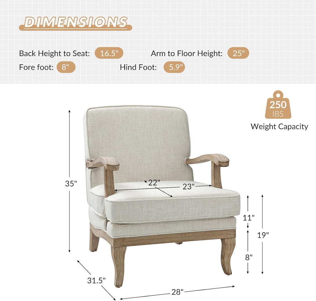 Mid-Century Modern Accent Chair, Upholstered Living Room Lounge Chair, Lounge Armchair with Romantic Stripes & Solid