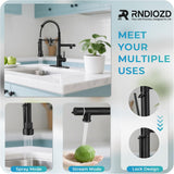 Kitchen Faucet with Pull Down Sprayer - Matte Black Single Handle Commercial Kitchen Faucets
