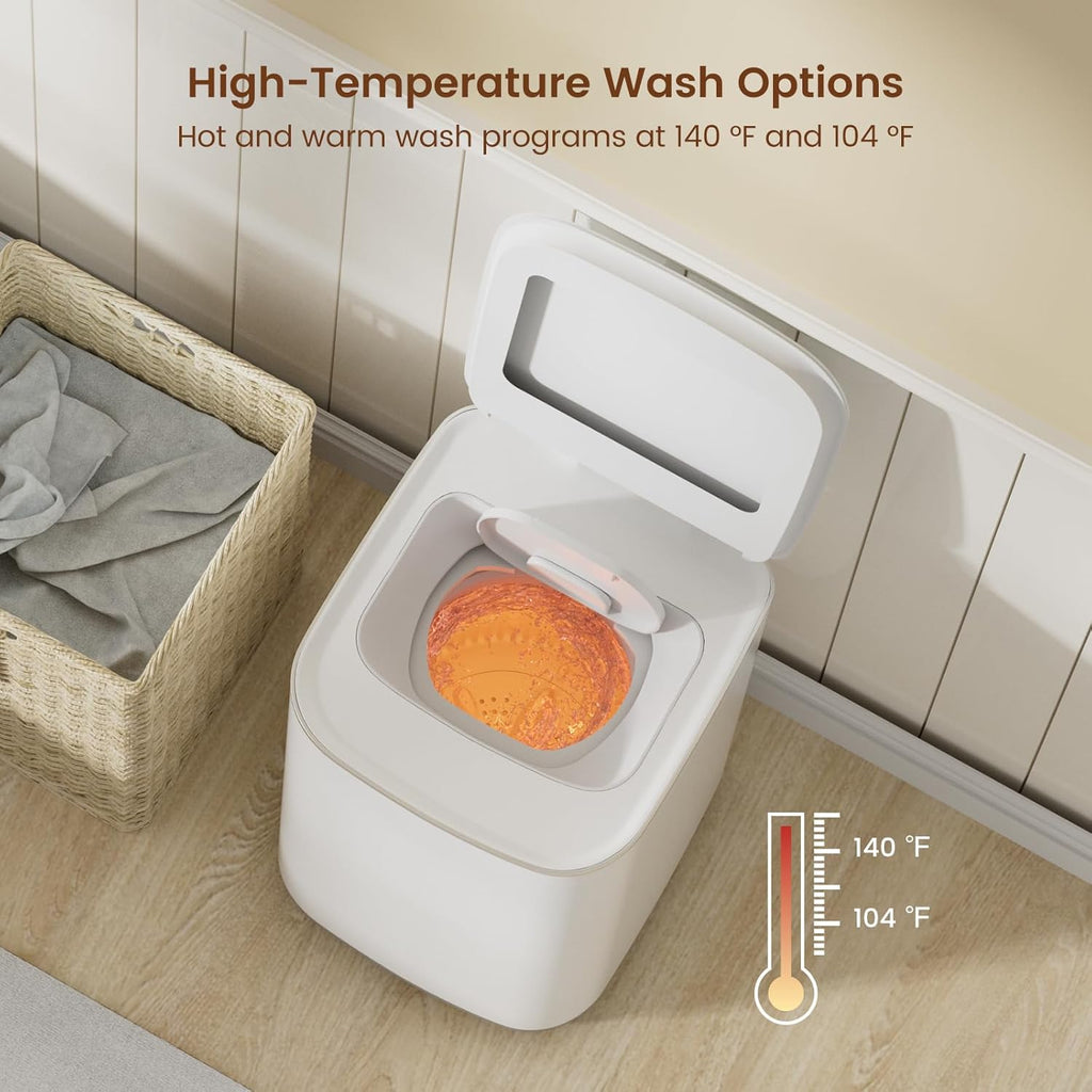 Portable Washing Machine, 0.8 Cu. Ft. Capacity Mini Washer & Spin Dryer, Fully Automatic with 8 Wash Programs, Hot