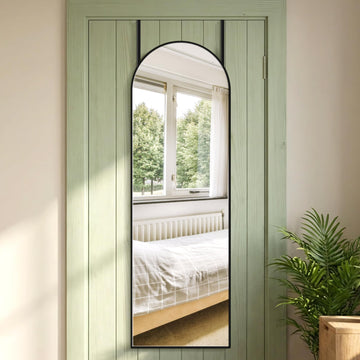 Black Arched Over The Door Mirror for Hanging, 47x14 Full Length Mirror