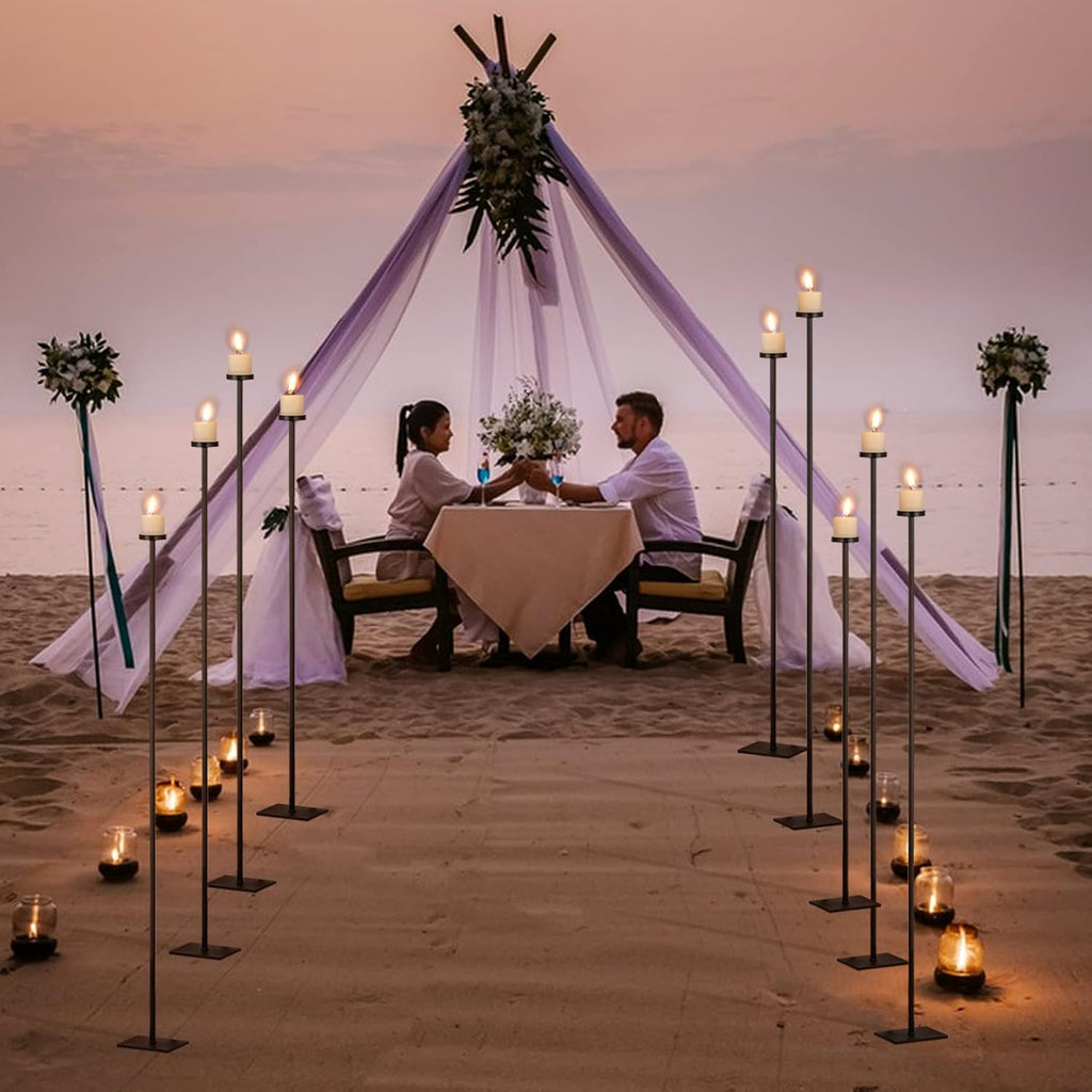 60'' Floor Candelabra Holder for 9 Arm Candlesticks,Tall Candle Holders, Black Metal Candle Stick Holders for Pillar