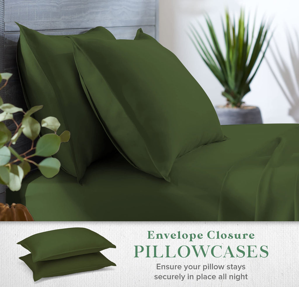 100% Organic Eucalyptus Bed Sheets California King Size 4 Piece Set, Tencel Lyocell, Soft Breathable, 16 Inch Deep