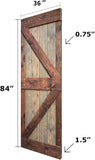 72in x 84in (36in x 84in x 2 Panels) Brown/Walnut Finished Solid Wood Double Sliding Barn Door with 