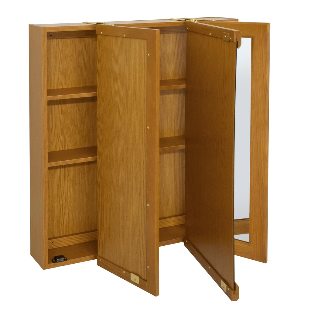 Claremont Tri-View Medicine Cabinet, 30", Honey Oak