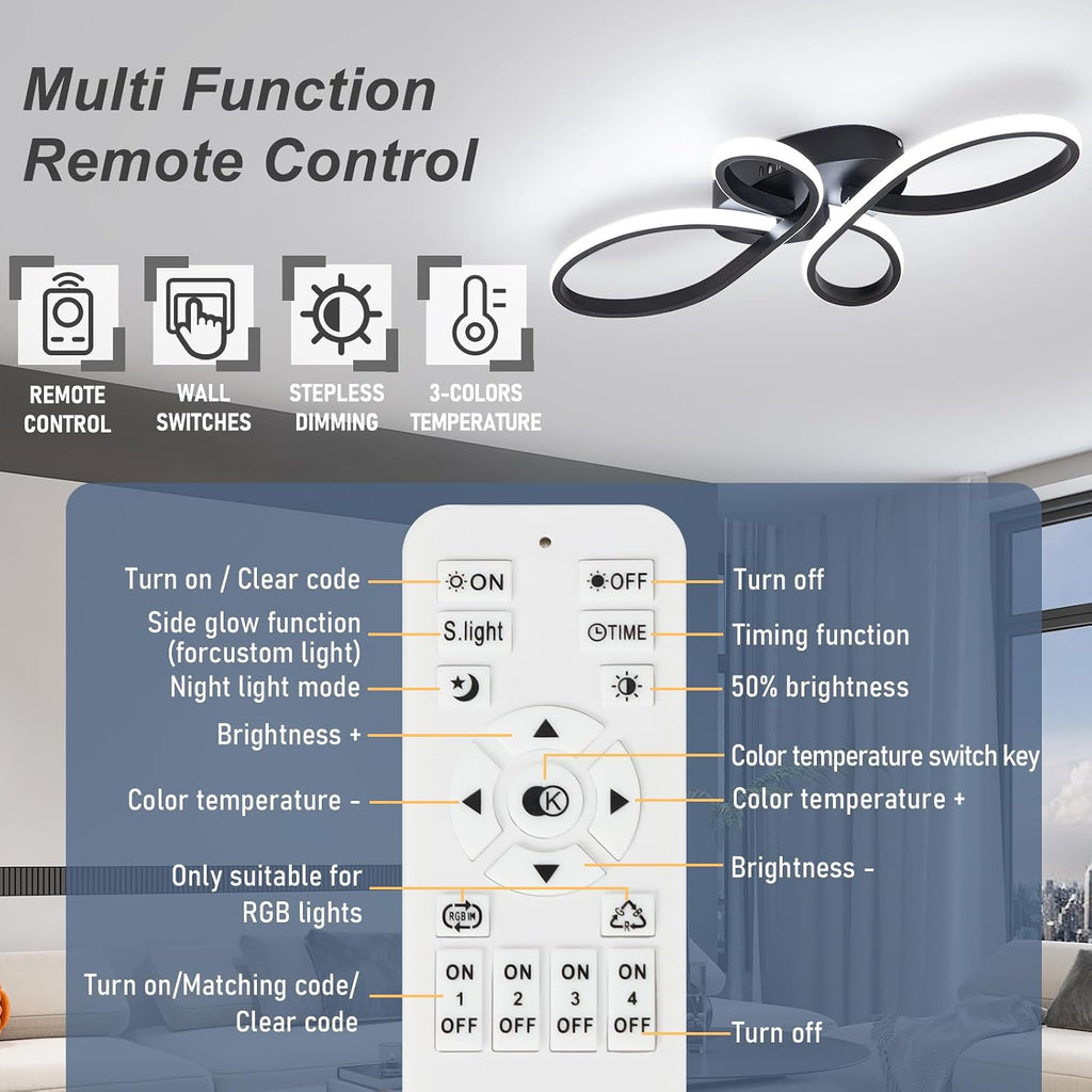 Modern LED Ceiling Light, Hallway Light Black Close to Ceiling Light Bedroom Balcony Bathroom Room (23.62Inch)