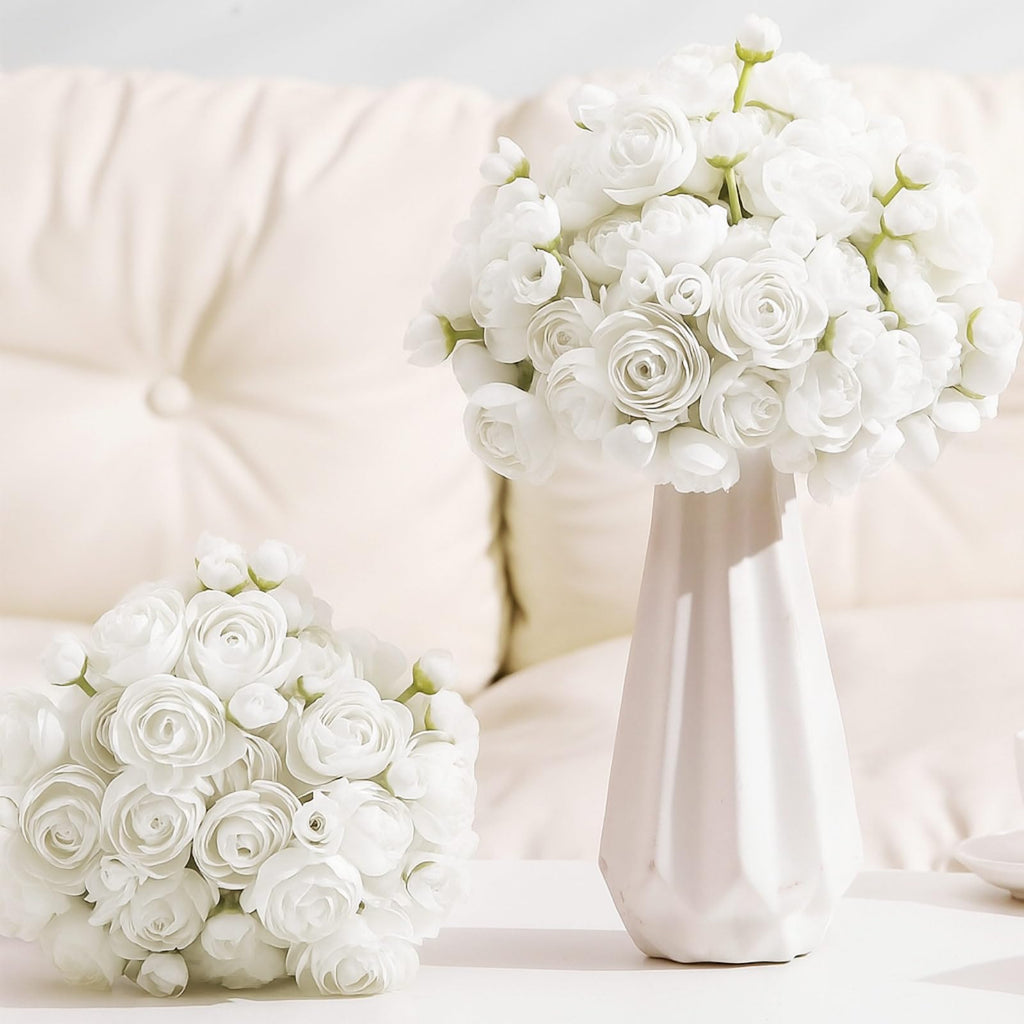 48 Pcs Ranunculus Artificial Flower, White