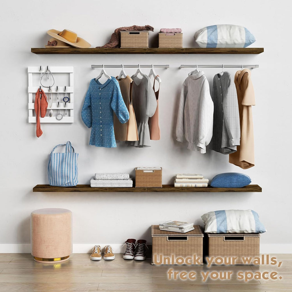 36 Inch Floating Shelves for Wall Long Set of 3, Large Deep Wall Shelves Living Room Decor, Rustic Wood Floating